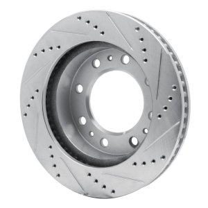 Cadillac DTS Brake Rotor (1) - Front Left - R1 Concepts - Drilled & Slotted - Silver - `06-`11